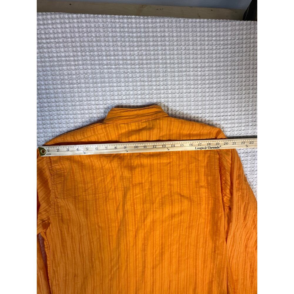 Orange Cotton Shirt Minimalist Boho Relaxed Fit Lightweight Summer Top L - Picture 4 of 7